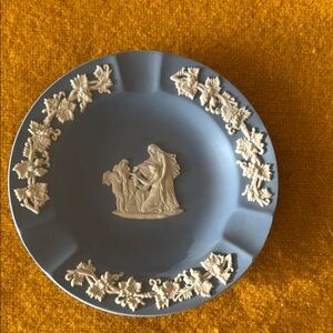 Wedgwood Blue Jasperware Plate with Ornate White Relief